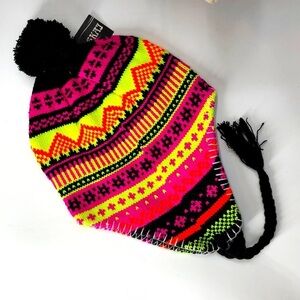 3/$25 Peruvian Chullo Style Knit Hat Size OS Dopamine